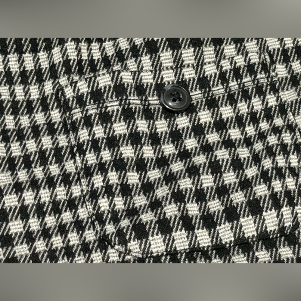 Wide-Leg Houndstooth Pants Black & White Pull On Pant Trousers preppy career, S - Picture 7 of 15